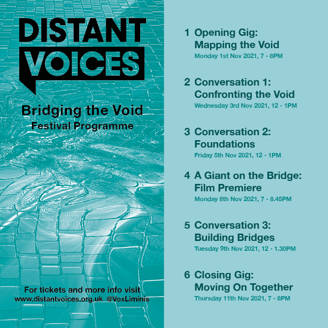 🎶 It's all hands on deck for our Distant Voices Festival ONLINE! Join us for music gigs, a film premiere &amp; lunchtime dialogues about criminal/social justice, research &amp; community-building. Everyone welcome! #BridgingTheVoid - Book your place here 👉🏽 voxliminis.co.uk/projects/dista…