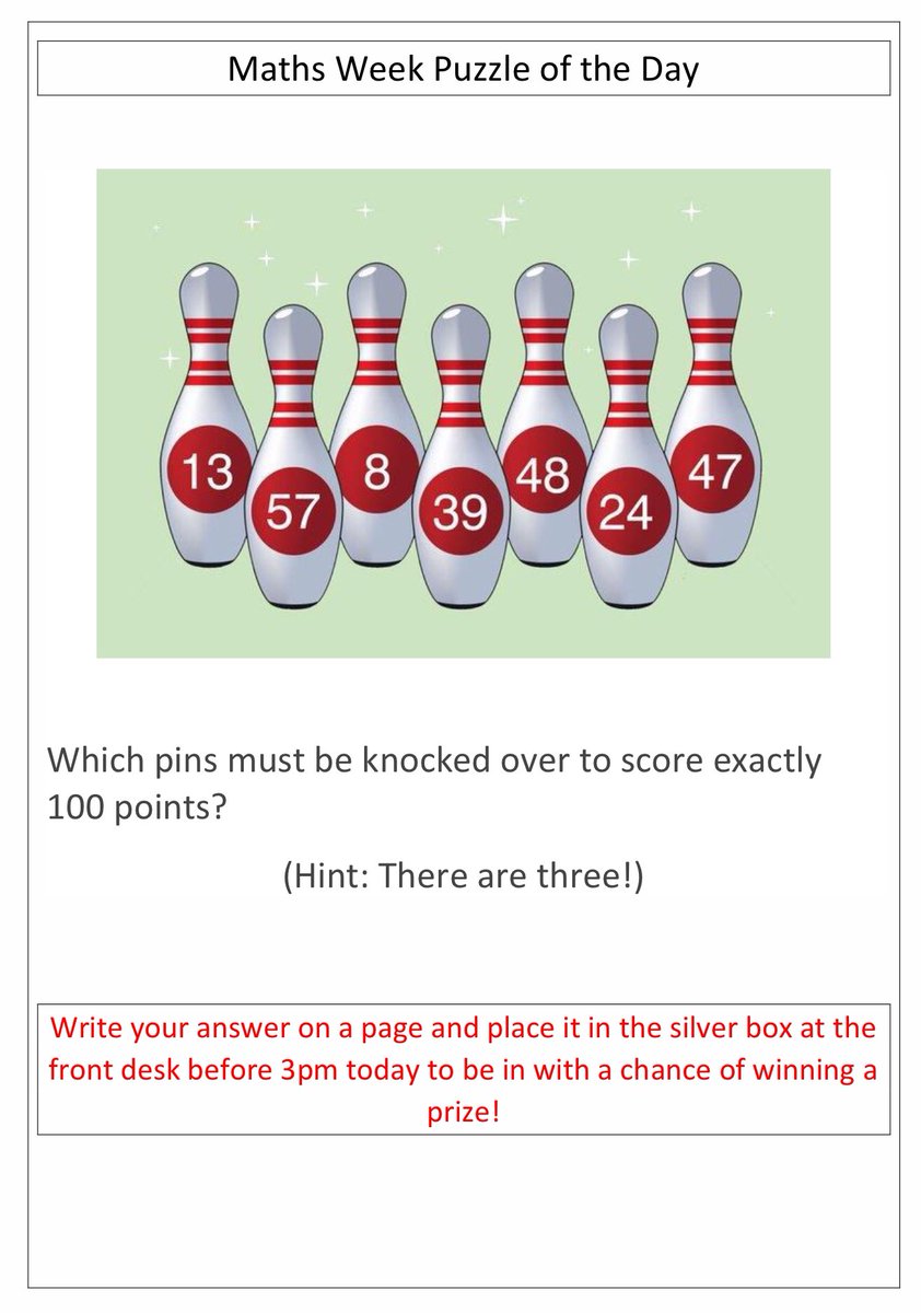 smhsnewrymaths's tweet photo. #MathsWeek is finally here and our puzzles of the day have returned!
Who can work out the correct answer? @StMarysHSNewry https://t.co/A4e1S0k2St