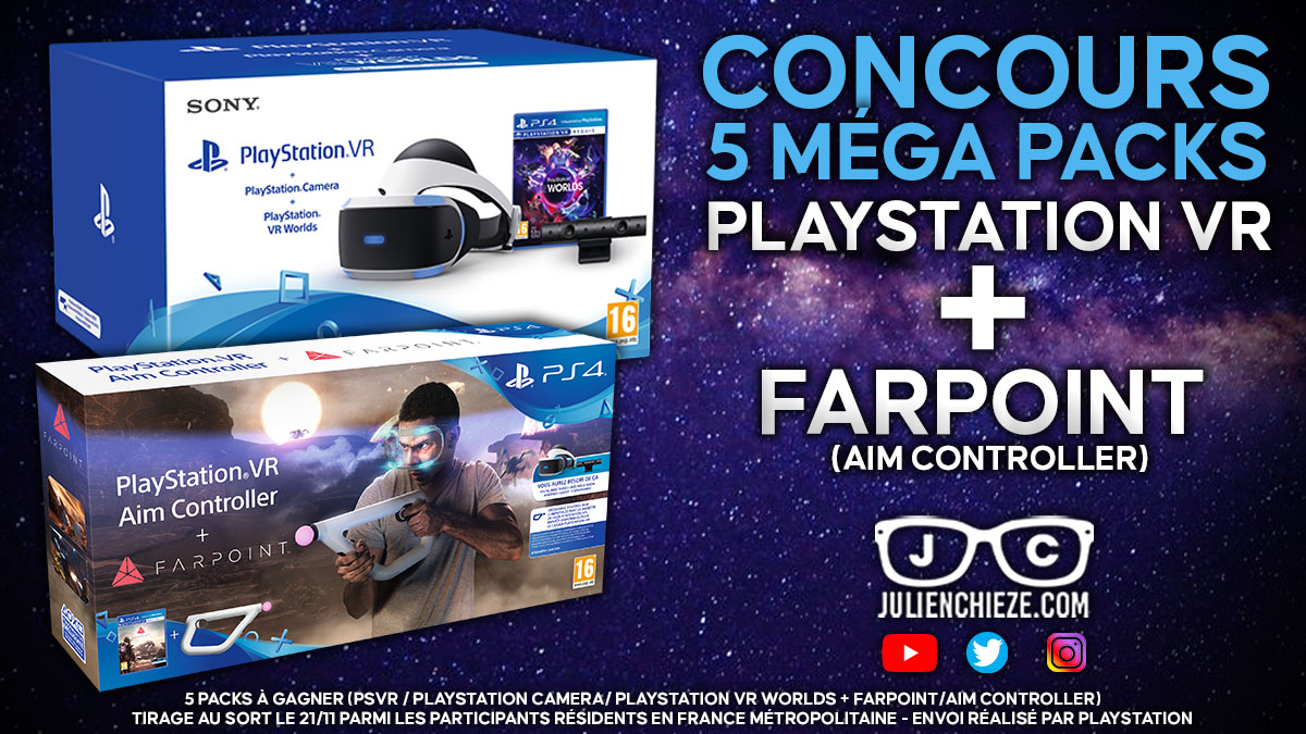 Julien Chièze (@julienchieze) on Twitter photo 🎁#CONCOURS 🎁
Amateurs de VR, je vous propose 5 Méga Packs #PlayStationVR + #FarPoint à gagner 🔥
Pour participer
✅RT + Suivre <a href="/JulienChieze/">Julien Chièze</a>
✅Etre abonné à ma chaîne YouTube youtube.com/julienchieze
✅Pour multiplier vos chances, n'hésitez pas à taguer un ami 🥳
TAS 21/11 🚀 🎁#CONCOURS 🎁
Amateurs de VR, je vous propose 5 Méga Packs #PlayStationVR + #FarPoint à gagner 🔥
Pour participer
✅RT + Suivre <a href="/JulienChieze/">Julien Chièze</a>
✅Etre abonné à ma chaîne YouTube youtube.com/julienchieze
✅Pour multiplier vos chances, n'hésitez pas à taguer un ami 🥳
TAS 21/11 🚀