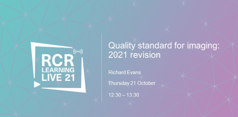 The RCR and <a href="/SCoRMembers/">SCoR Members</a> will launch the new Quality Standard for Imaging at #RCRLive21 

Join us at 12:30, 21 October to hear about the changes and benefits of implementation and how to engage the whole team 

Book now 👉bookrcrll21.com/rcrlearning-li… #QSI