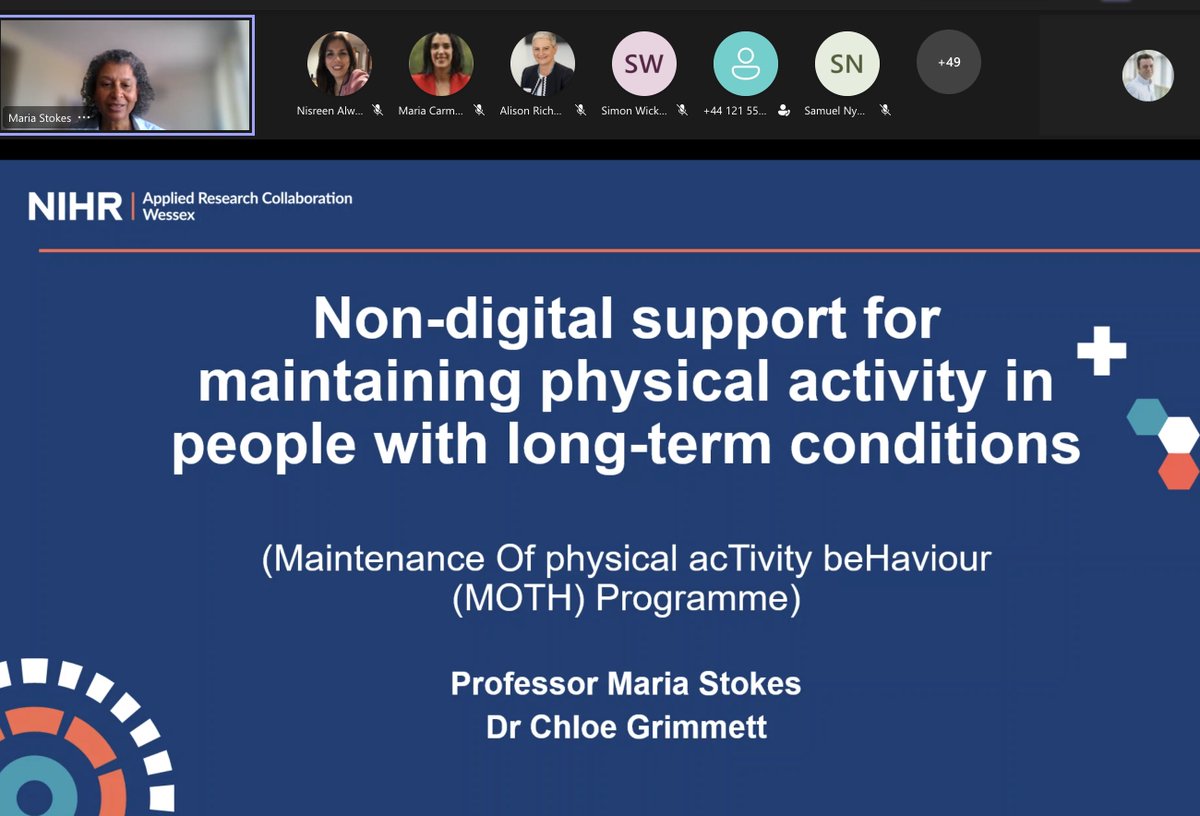 Hearing about Non digital options for people with long term conditions to keep active with @chloe_grimmett arc-wx.nihr.ac.uk/research-areas…
#arcseminar @HSciences @UoW_HWBRG @SHFT_Research @NIHRresearch