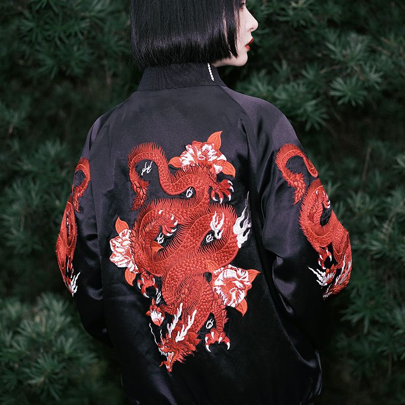 Ficce Donna 龍　刺繍　スカジャン　黒　レディース Ficce Donna 龍 刺繍 スカジャン 黒 レディース レディースの