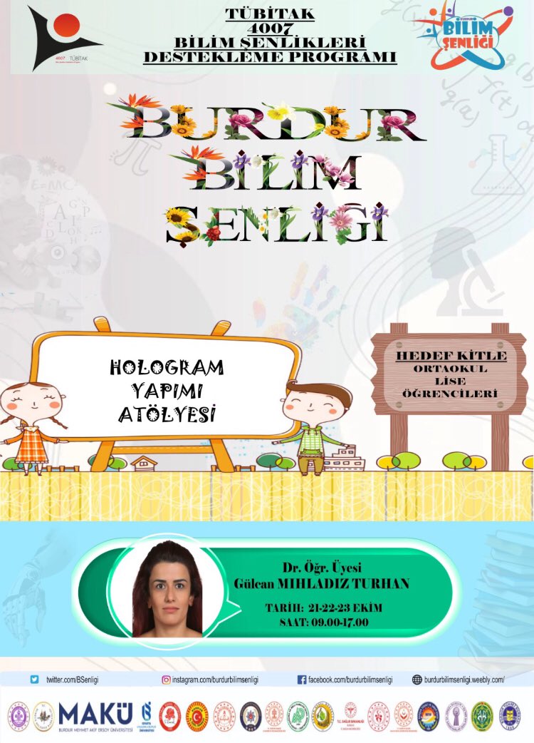 TÜBİTAK 4007 “Burdur Bilim Şenliği” 🧬🔭🧪🔬🥼
🗓 21-22-23 Ekim
📣59 atölye
📣 Atölyeler Burdur Kapalı Pazar Yeri ve Burdur Mesleki ve Teknik Anadolu Lisesinde

Burdur’un bilime yolculuğu…
Bu yolculuğa sen de katıl 🚀
<a href="/tcmeb/">Millî Eğitim Bakanlığı</a> <a href="/Burdurvalilik/">T.C. Burdur Valiliği</a> <a href="/BurdurilMEM/">Burdur İl Milli Eğitim Müdürlüğü</a> <a href="/BurdurMEMARGE/">Burdur MEM AR-GE</a>