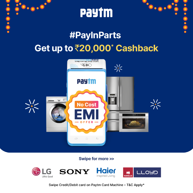 Paytm's tweet photo. Your checklist for the festive season:
1️⃣ Create a shopping list
2️⃣ Ask for Paytm Card Machine when you shop
3️⃣ #PayInParts