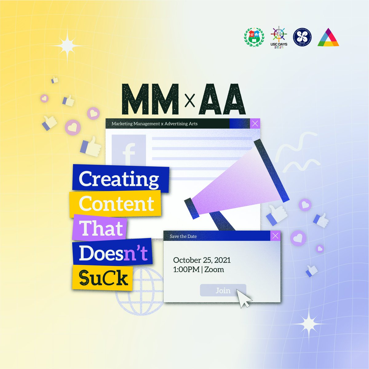 USCA3official_'s tweet photo. USC Days is finally here!

Presenting MMxAA: Creating Content That Doesn't Suck, a 2-day collaborative event on Oct. 25-26 explaining the art and strategy behind content creating! 

Pre-register at https://t.co/LHchCHAr19 and let’s learn how to Create Content That Doesn’t Suck 😌 https://t.co/KFyogzMag0