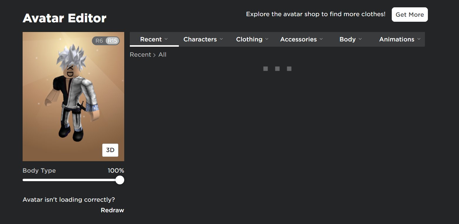 Is it just me or is the avatar page broken? : r/roblox
