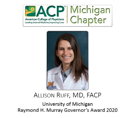 MIChapterACP's tweet photo. Congratulations to the 2020 and 2021 Raymond H. Murray Governor's Award!!! Dr. Elizabeth Bankstahl, Dr. Allison Ruff, Dr. David Paje and Dr. Alexis George-Haftka https://t.co/ZSBiWRfzG9