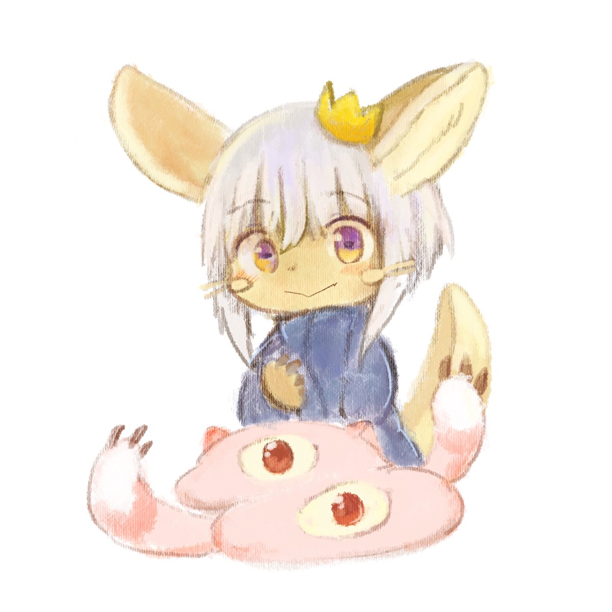 nanachi (made in abyss) 1other animal ears furry whiskers tail crown white background  illustration images