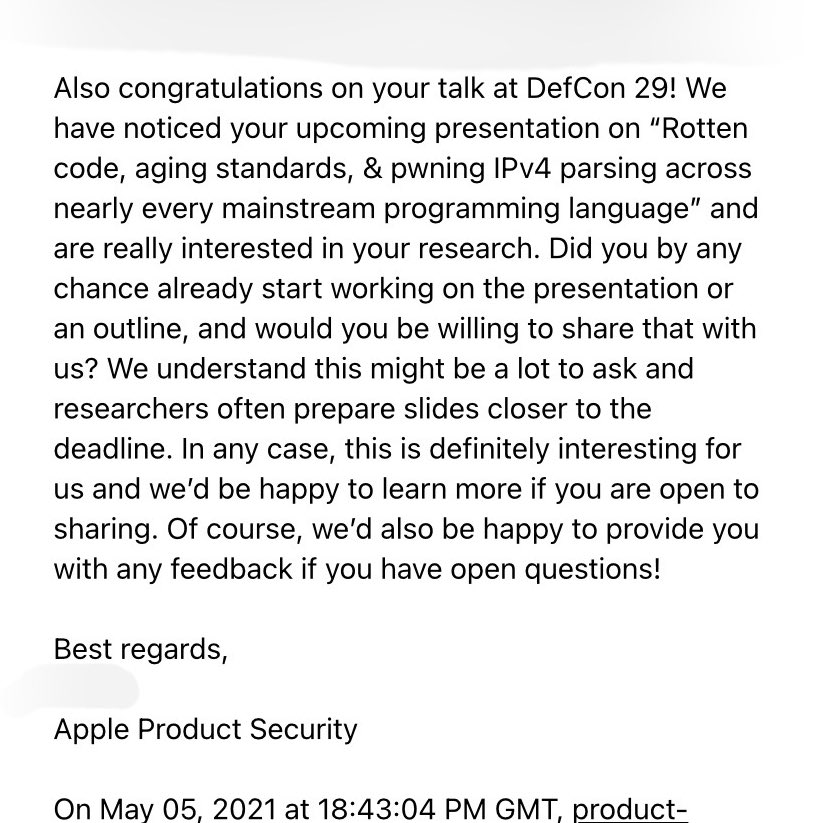 sickcodes's tweet photo. @cBekrar @illusionofcha0s Yet another perfect example of how @Apple treats researchers:

- Begging for conference slides, promising to provide feedback.

- Didnt provide any feedback

Well played by @Apple I guess, they did hustle the slides out of us. Maybe they meant they’ll provide feedback in 2025? 😂 https://t.co/wOtqqUzhAb