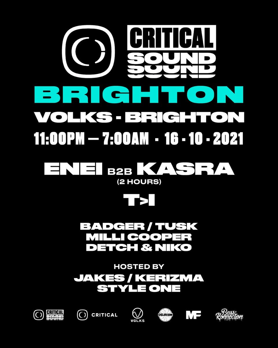 CriticalMusic's tweet image. Tonight it’s #CriticalSound in Brighton // 🎟 skiddle.com/whats-on/Brigh…