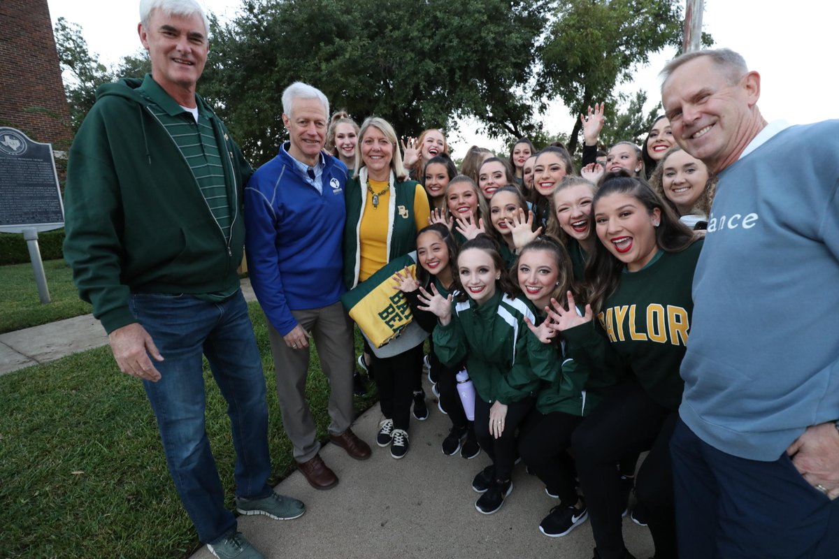 Baylor's tweet photo. A warm welcome to @BYU in today's parade! We're so excited to have y'all become part of the Big 12 in 2023!!! 

#BaylorHomecoming 🔥 https://t.co/eJqqqsl4dh