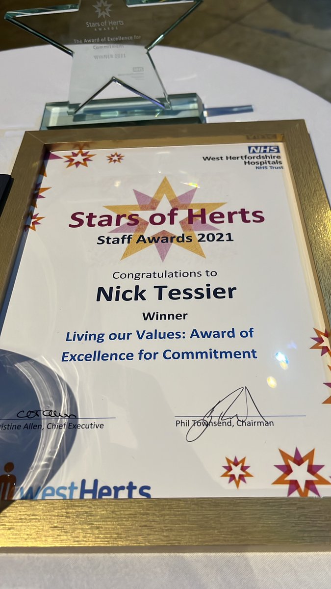 nicktesxray's tweet photo. Honoured to have been awarded with the Star of Herts living our Values Award of excellence for commitment at Harry Potter land Warner Bros
Thanks to the staff that proposed me West Herts NHS trust for such an amazing night &amp; Covid hub making sure we safe https://t.co/IV9ErpVezx