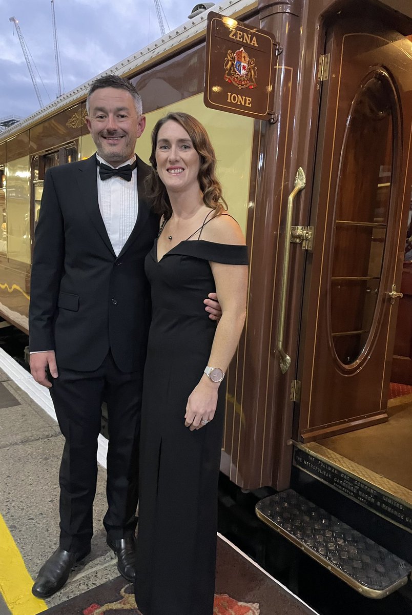 PBoothy3's tweet photo. What a special night @TheGrailHunter and I had aboard @BritishPullman last night, with an amazing dinner by @raymond_blanc Absolutely fantastic. Thank you chef! https://t.co/aDWBdfSmAw