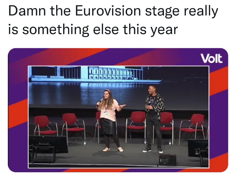 JoseMMejiasR's tweet photo. That's true!!!!
@VoltEuropa @eurovision_tve @eurovisionario @eurovisionfire #Eurovision2022 #Eurovision #Volt #GAVolt https://t.co/B2DjBI4Fnp