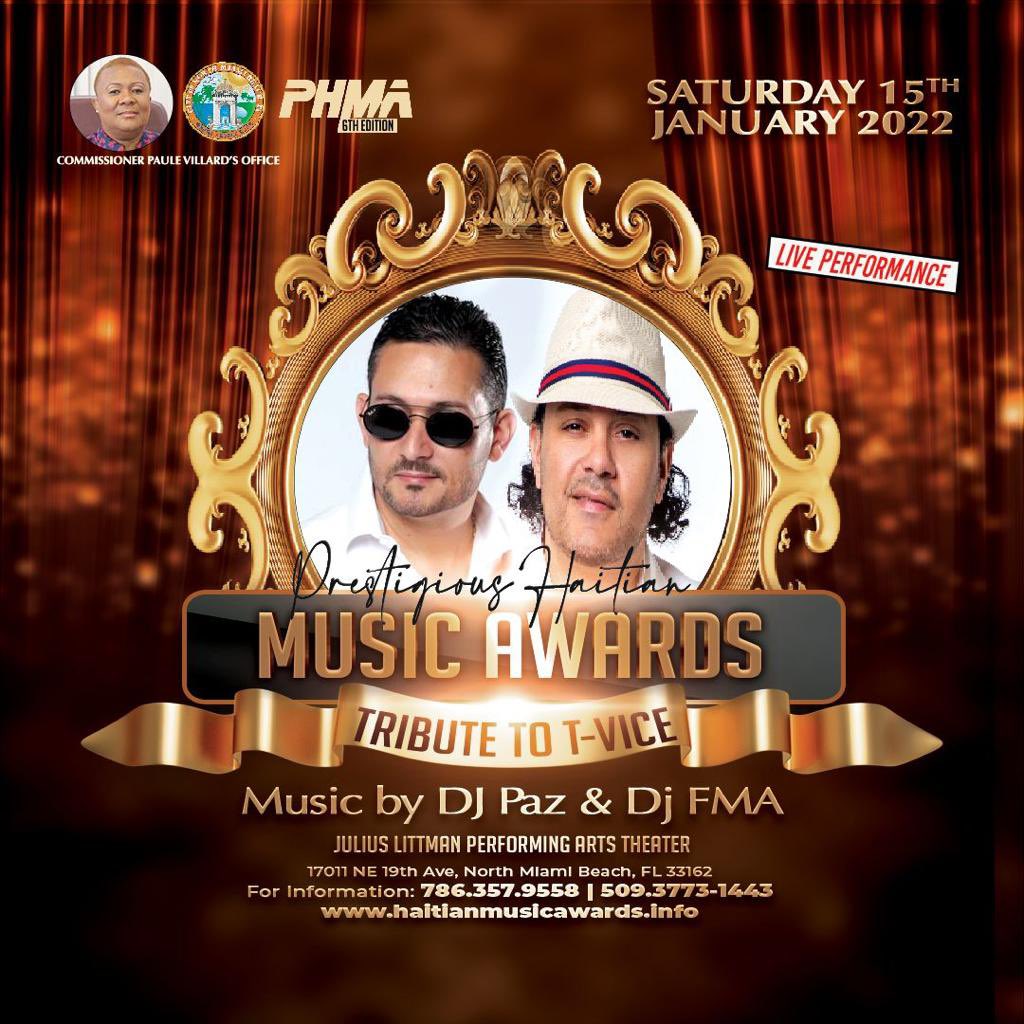 Media_FreeStyle's tweet photo. The 6th Annual of the @Phma2020 Prestigious Haitian Music Awards will be on January 15, 2022. We will pay Tribute to @VICE2K. 

Get ready it is going to be BIG. 

Info 786.357.9558 / 509.3773.1443 https://t.co/pHAXAtYAGE https://t.co/w8SnmL2ee3