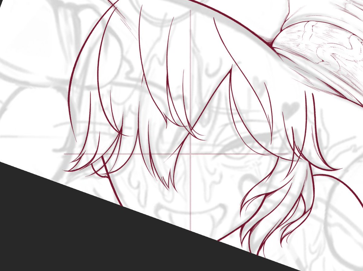 もうちょっとで線画完成じゃ!! 