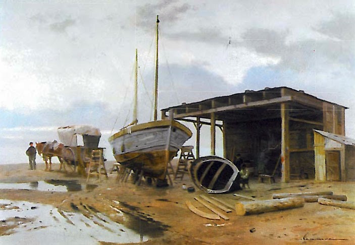 Observar junto al mar los barcos que salen o llegan de pescar, una buena distracción.   (José Casanova Luján #Pintor )