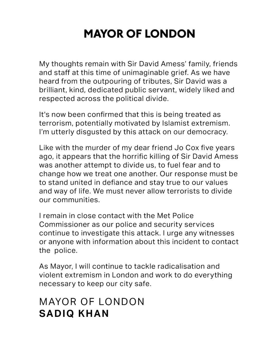 Mayor of London, Sadiq Khan tweet media