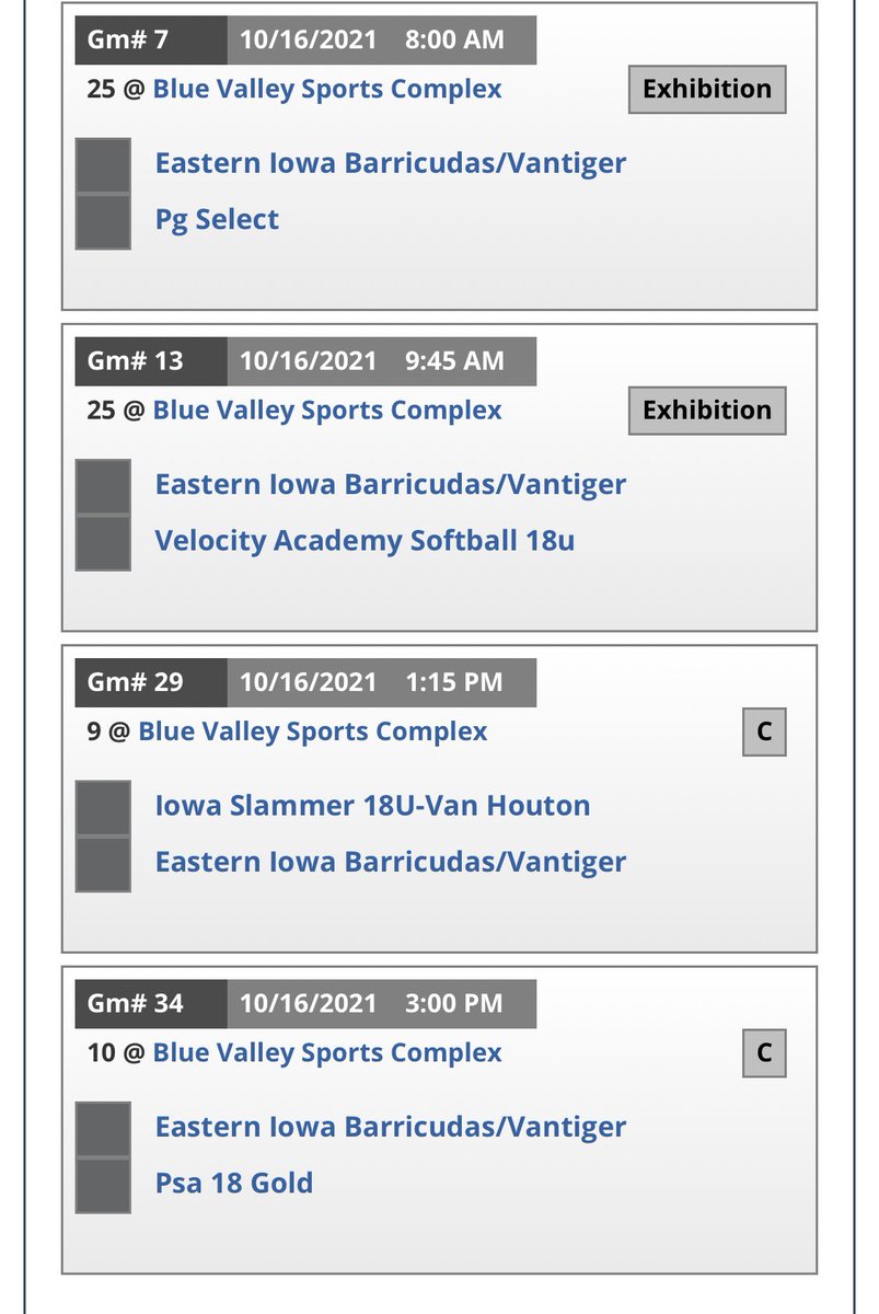 Our team schedule for the 13th Annual KC Fall Showcase! Go Cudas!!!