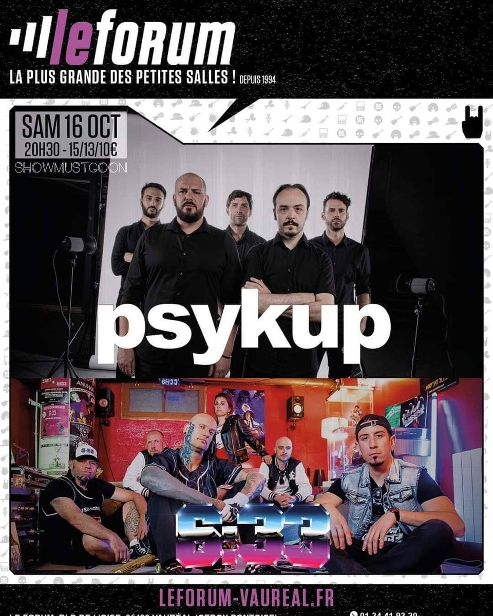 A ce soir <a href="/leforumvaureal/">Le Forum de Vauréal</a> !

#psykup #hellokarma #tourlife #tour #bandlife