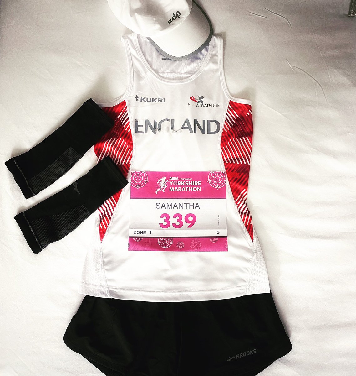 All set for the England Masters Marathon Championship tomorrow. Let’s see how it goes!!! 🏃‍♀️🏴󠁧󠁢󠁥󠁮󠁧󠁿 #yorkshiremarathon #Englandmarathonmasters #V55 #Englandvest