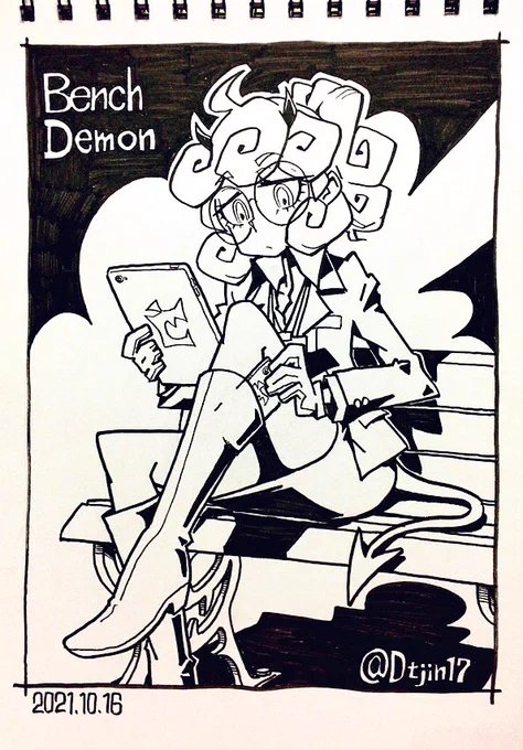 #08: Bench Demon(unique place to store smartphone)#Helltaker #Helltakerfanart #Demontober 