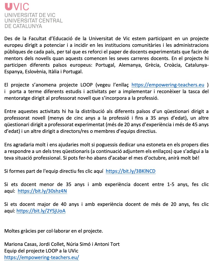Mentoria i Identitat Docent tweet media