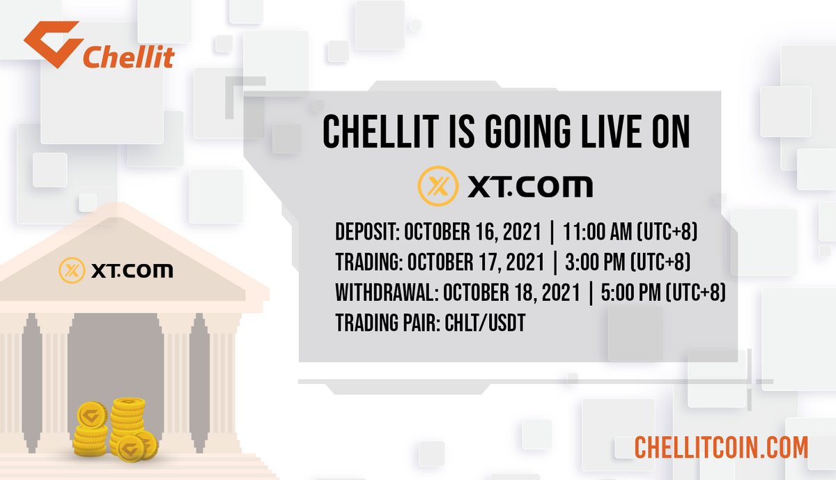 chellitofficial's tweet photo. Good news! We are happy to announce that Chellit Coin (CHLT) will be listed on XT!🥳
Happy Trading!
#Chellitcoin #Crypto #Cryptocurrency #Blockchain #ERC20 #Exchange #Trading #Listing #XT @XTexchange https://t.co/Mjstw8o8f6