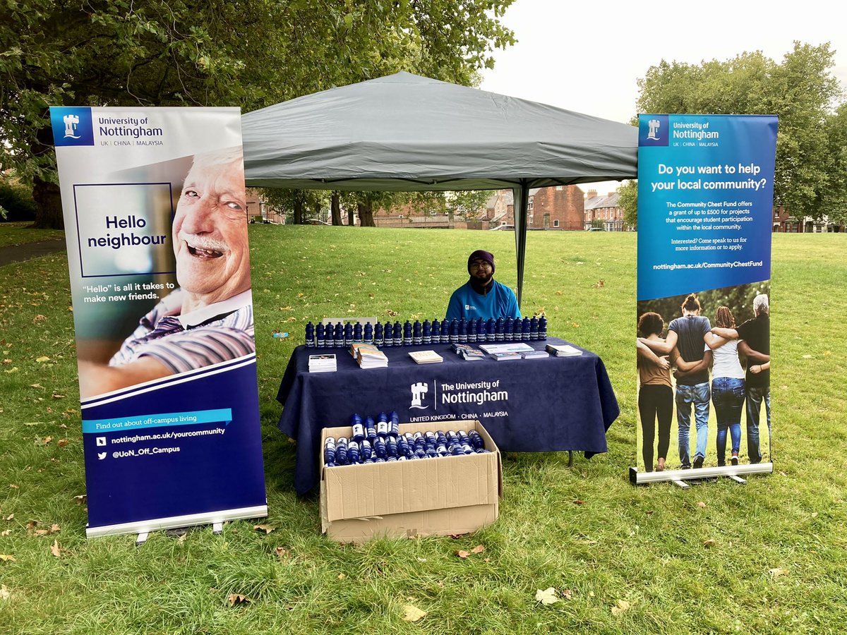 Our Student Ambassador, Arun, is setup and ready to go for ‘Curry in the Park’ event at Radford Recreation Ground.  

Come over and say hello 👋 from 12midday and grab some info on community living 🏡 (&amp; curry, of course)