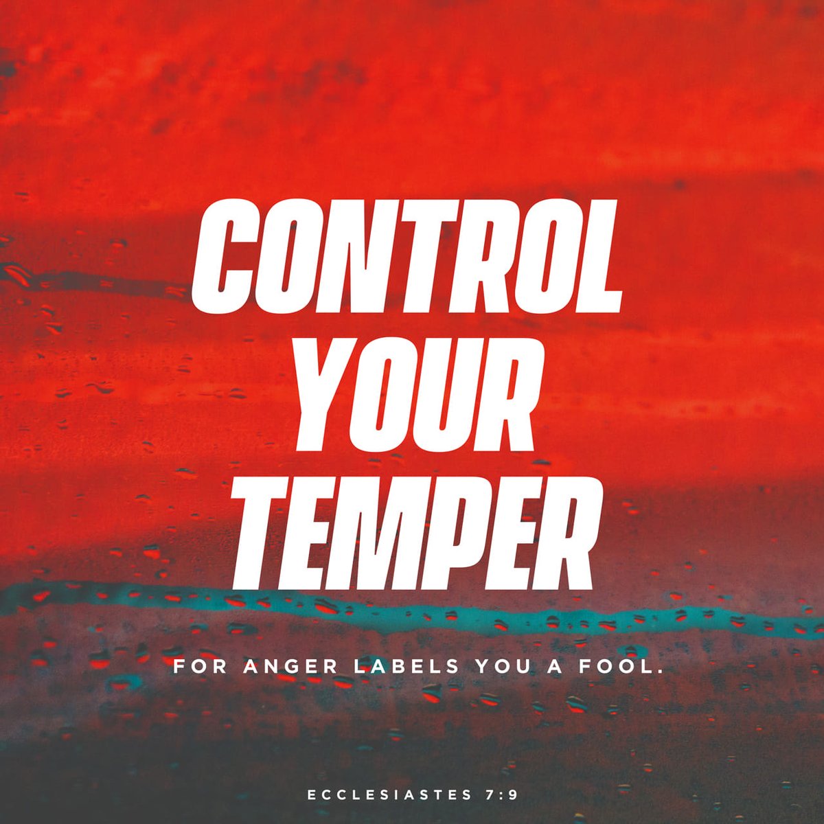 Control your temper, for anger labels you a fool. bible.com/116/ECC.7.9