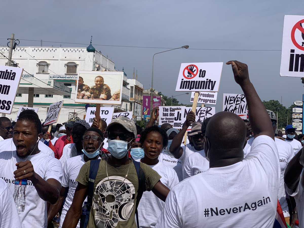 ayeshahHaru's tweet photo. Highlights of the #Neveragain March . Together we can win this fight to end #impunity in the #Gambia . @WomenInLiberat1 @Gambia_MOJ @AzizBarrow @wavegambia @theANEKED @ActivistaGambia @ARTICLE19Gambia @gambia_vc https://t.co/aX6hfgsLjD