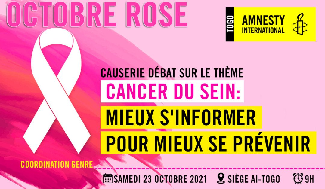 #OctobreRose 
#LutteContreLeCancerDeSein
#CelluleGenre
#amnestyinternational
<a href="/AmnestyTogo/">Amnesty International Togo</a> 
#AmnestyTogo
<a href="/AmnestyWARO/">Amnesty West & Central Africa</a> 
<a href="/amnesty/">Amnesty International</a>