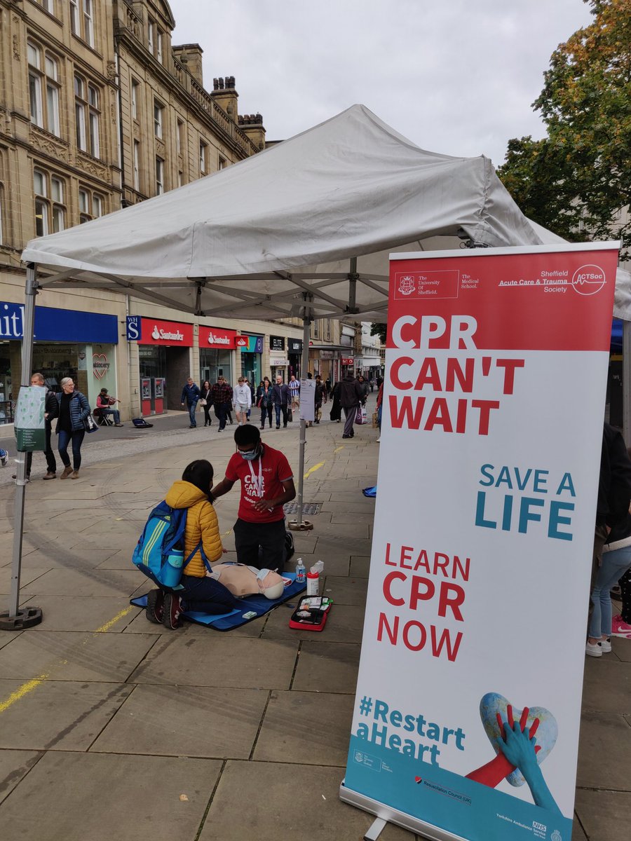 Harry Lawley (@_harrylawley) on Twitter photo Our CPR demonstrations in Sheffield are in full swing! 🖐️🫀⚡
Come along to Fargate, the Moor or the SU concourse and learn how to #RestartAHeart
<a href="/sheffielduni/">The University of Sheffield</a> <a href="/shefunistudents/">University of Sheffield Students</a> <a href="/SheffieldSU/">Sheffield SU</a> @sheffunimdh @michshef <a href="/YorksAmbulance/">Yorkshire Ambulance</a> <a href="/SYFR/">South Yorkshire Fire</a> @TheMoorMarket <a href="/SheffCouncil/">Sheffield City Council</a> <a href="/SheffieldBID/">Sheffield BID</a> Our CPR demonstrations in Sheffield are in full swing! 🖐️🫀⚡
Come along to Fargate, the Moor or the SU concourse and learn how to #RestartAHeart
<a href="/sheffielduni/">The University of Sheffield</a> <a href="/shefunistudents/">University of Sheffield Students</a> <a href="/SheffieldSU/">Sheffield SU</a> @sheffunimdh @michshef <a href="/YorksAmbulance/">Yorkshire Ambulance</a> <a href="/SYFR/">South Yorkshire Fire</a> @TheMoorMarket <a href="/SheffCouncil/">Sheffield City Council</a> <a href="/SheffieldBID/">Sheffield BID</a>