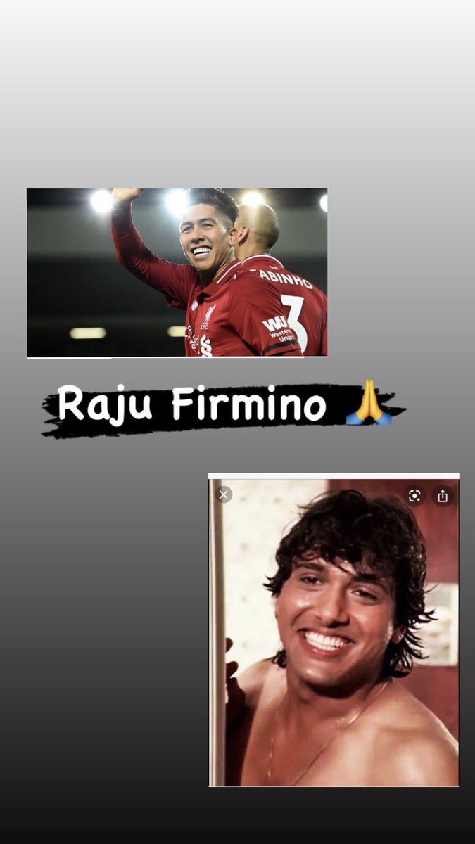 LopezSanchit's tweet photo. I’d be lying if i said these two aren’t the same person !!
@RanveerOfficial Do you agree ? 
.
.
.
.
#Govinda #Bobbyfirmino #lfcmemes #lfc #RobertoFirmino #Bollywood https://t.co/4wKxGjlbm6