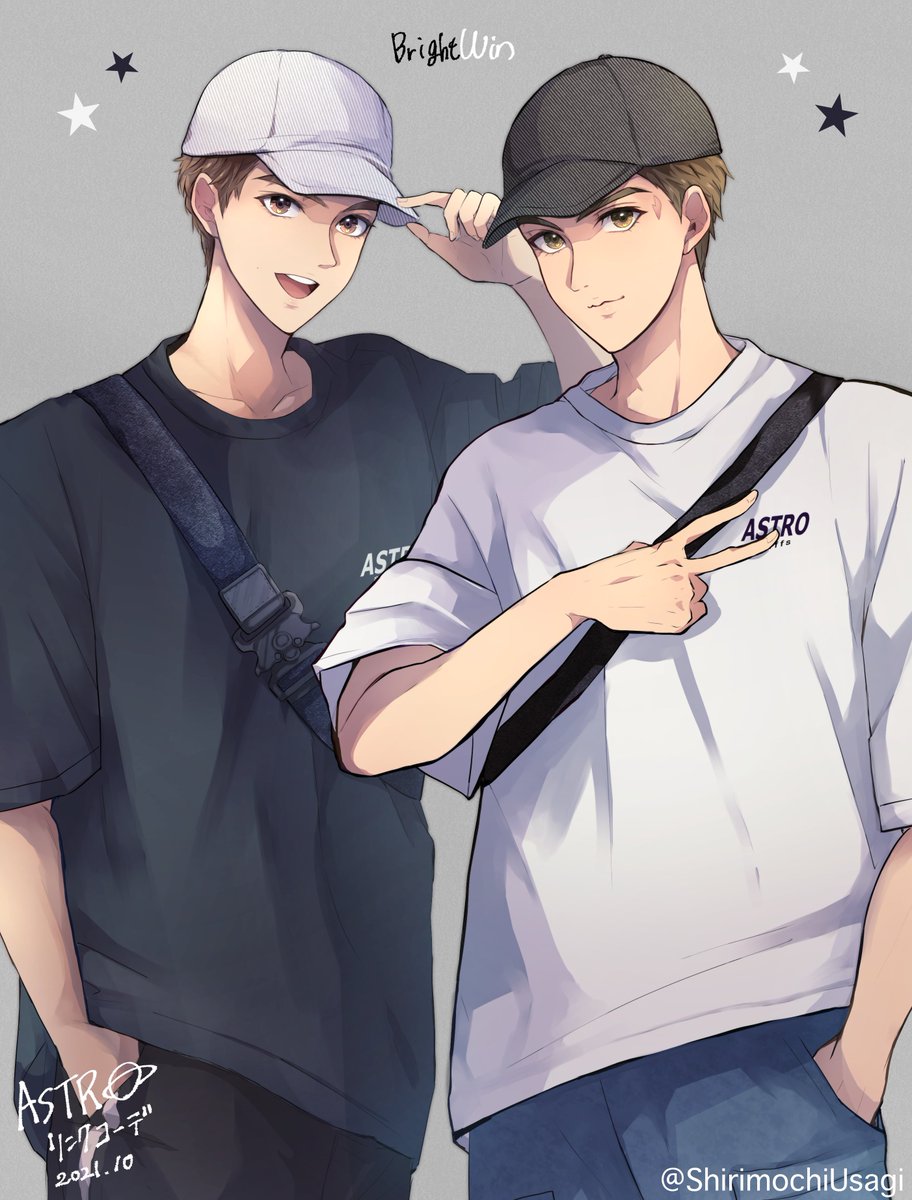 2boys multiple boys hat male focus shirt smile pants  illustration images