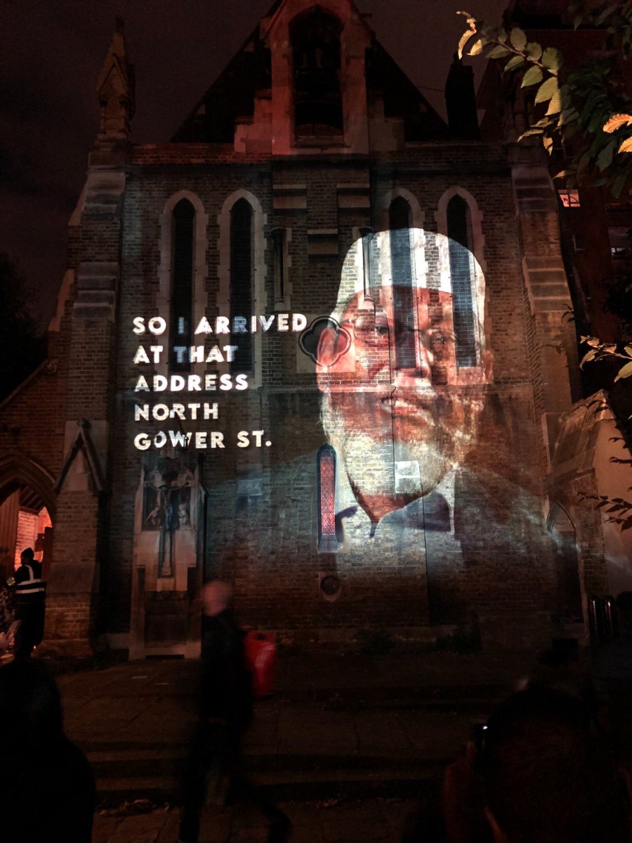Last night’s Bangladeshi Tales of Kings Cross projection mapping- we Illuminated buildings with stories &amp; accounts of people we perhaps see everyday in our streets but never get to listen respectfully to feel who they are. Happening again Sunday 6.30pm <a href="/britishlibrary/">British Library</a> #bd50