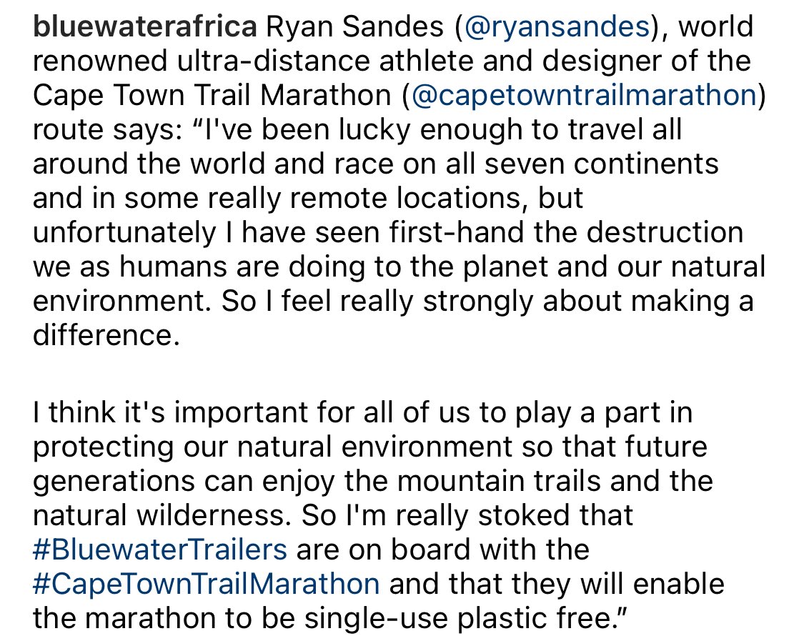AfricaBluewater's tweet photo. Awesome to have the support of @RyanSandes on our mission to keep events single-use plastic free.
The #CapeTownTrailMarathon has been a great success! Read Ryanโs statement about #BluewaterTrailersโ involvement here: https://t.co/ilS1oqr6v8