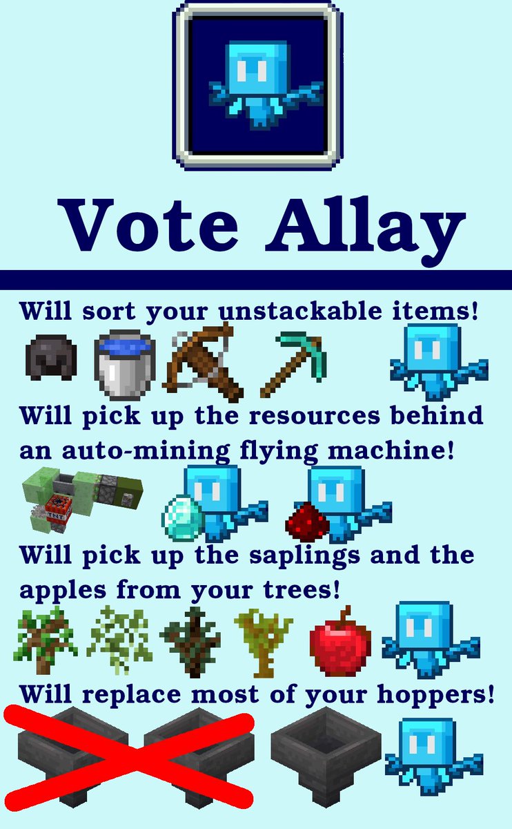 jason_metch's tweet photo. I like Allay better. Should I vote for him? #minecraftlive2020 ✌✌ https://t.co/Jr5iZp1RtN