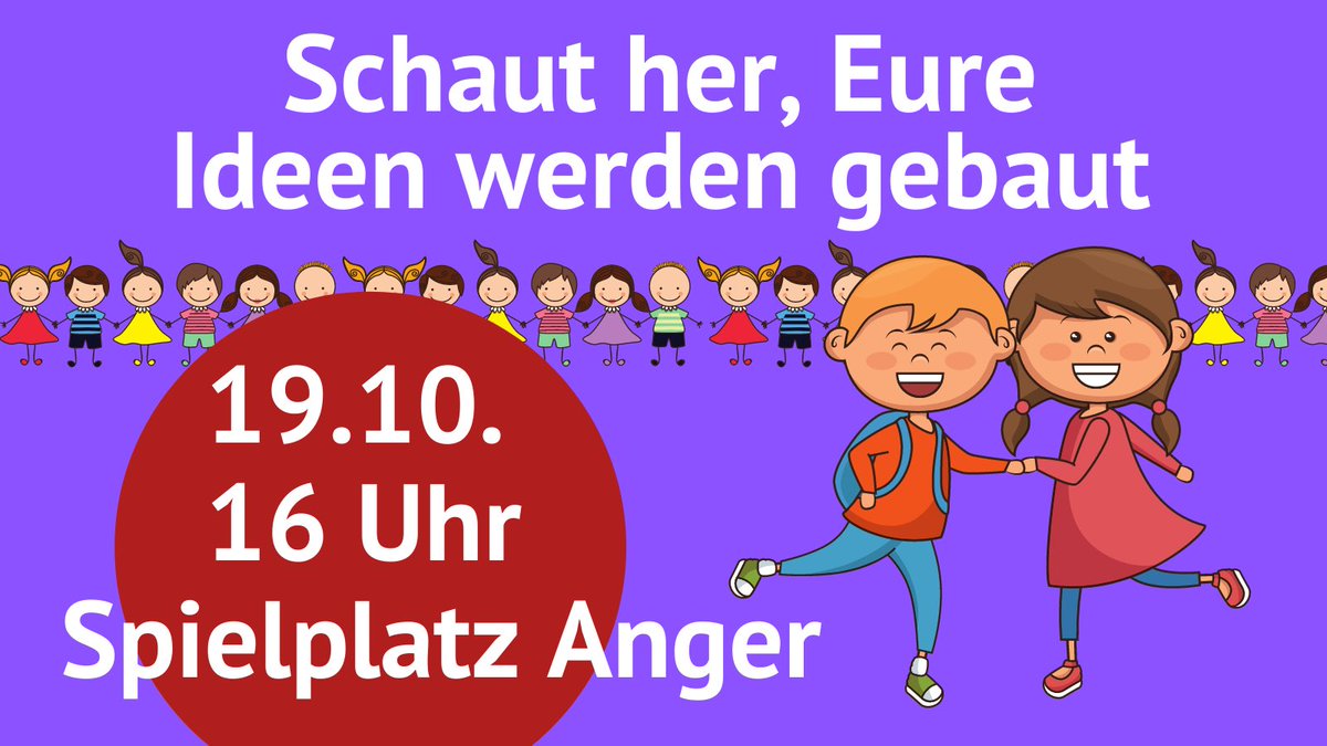 ortsteilrat's tweet photo. Dienstag, 19.10. - 16 Uhr - Ehringsdorfer Anger - Ortsteilrat &amp; Kinderbüro laden alle Kinder ein, die Ideen für ihren neuen Spielplatz eingebracht haben. Spielplatzplaner Michael Hecker zeigt: auf welche Spielgeräte könnt Ihr Euch demnächst freuen? Eltern als Zaungäste erlaubt. https://t.co/8zkO8zQTgG