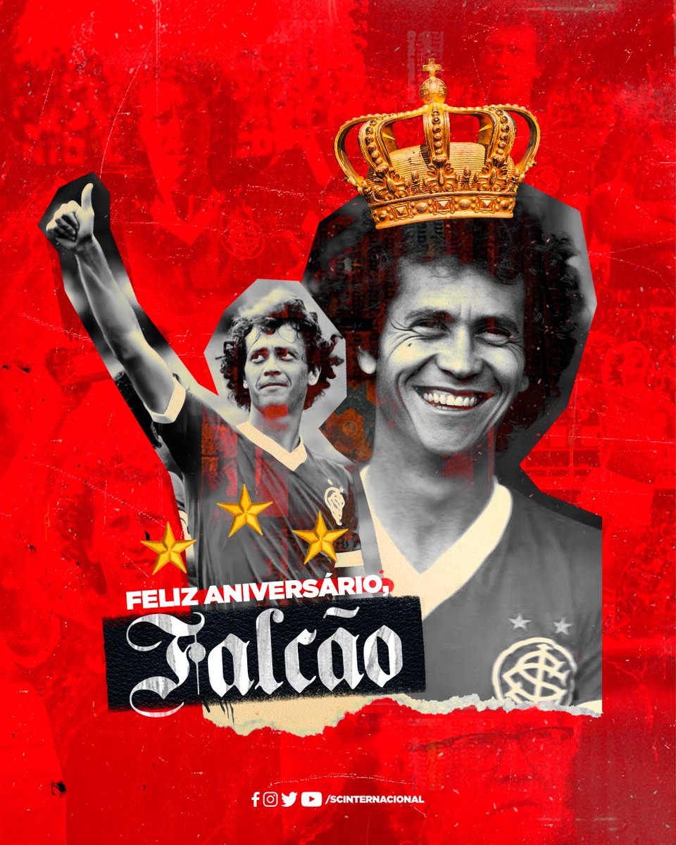 Neste sábado, todos nos curvamos à arte. Não àquela narrada por pinceladas, versos ou acordes, mas, sim, ao construído pelos pés do mais genial meio-campista brasileiro. Hoje, a torcida colorada festeja. É dia do nosso Rei! Feliz aniversário, Falcão! 👏👑❤️