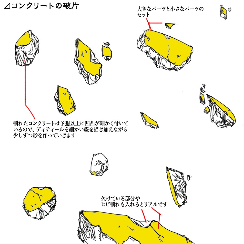 破片の描写についてメモ集
#絵描きさんと繋がりたい
#秋の創作クラスタフォロー祭り
#芸術同盟 #作画