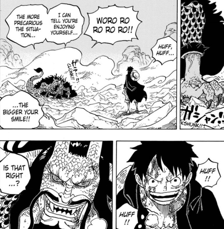 Feral 🎄 on X: So when Zoro hits the end of the line and makes one last  ditch attack to get Kaido away from Luffy, awakening his conquerors, we are  shown a