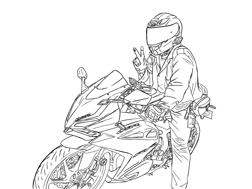 この前バイク乗ってるところを写真撮ってもらったから描いてみた('・ω・`) 