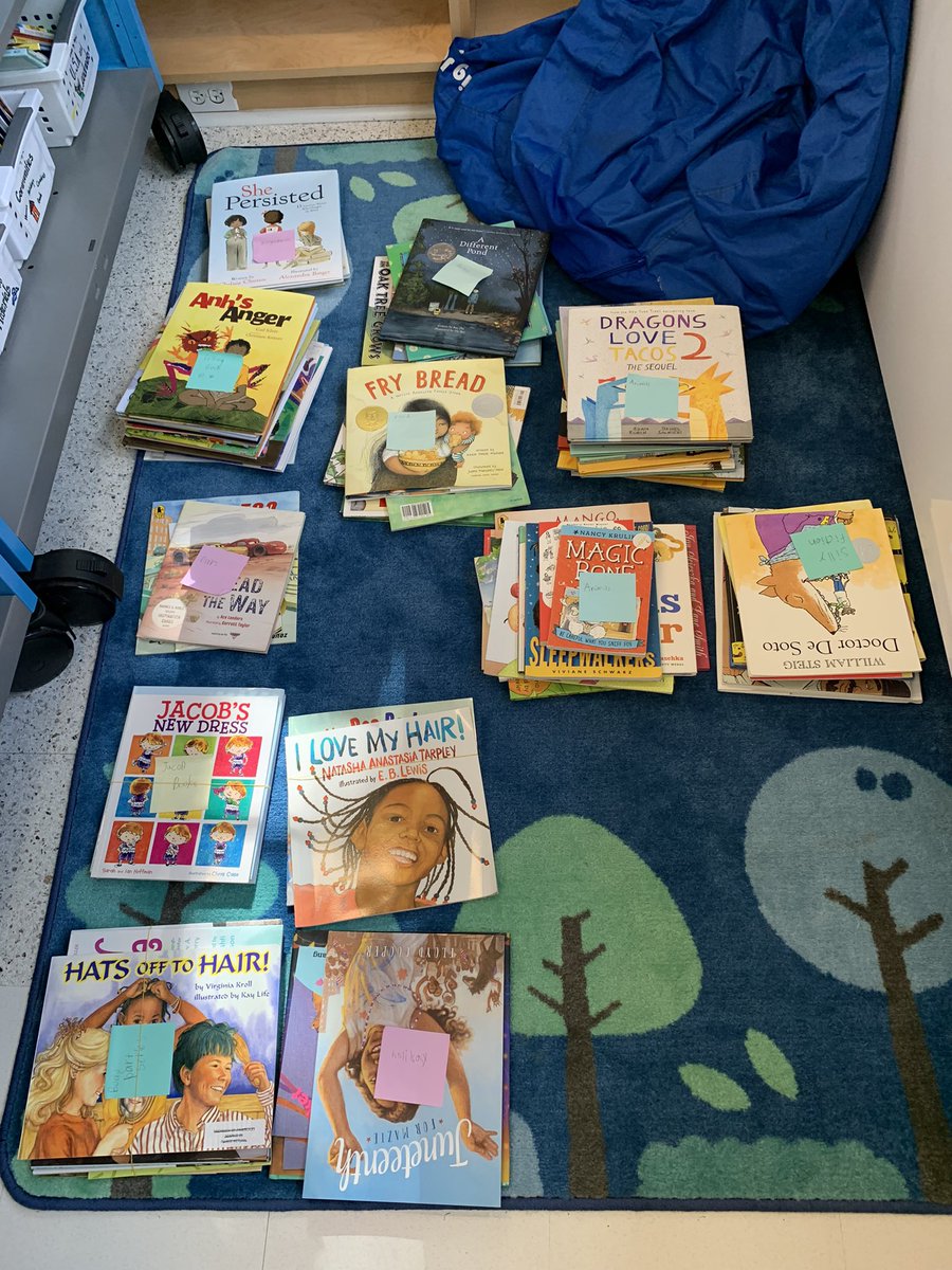 r_witmer's tweet photo. It’s all about the process in 2W.  Readers sort picture books from our library into categories that make sense to them! #greenacrespride #agency #BookRecommendations https://t.co/bIHDDmdyop