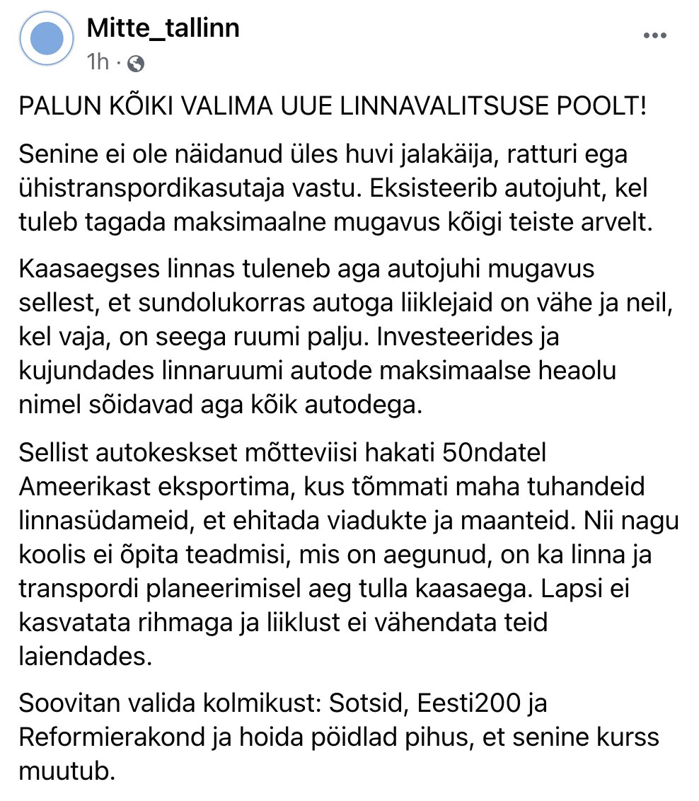 mitte_tallinn soovitab valida kolmikust sotsid, Eesti 200 ja Reformierakond 👍