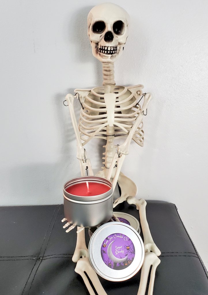 Scented with Blood Red Strawberry, Blood Orange, and Plum, Sugar Deady is the sweet treat every ghoul needs! SB says it's his favorite color too. #halloween #fallscents #vampireblood #sugardeady #candles #homemadecandles #foreseecandleco #buysmall #supportsmallbusiness