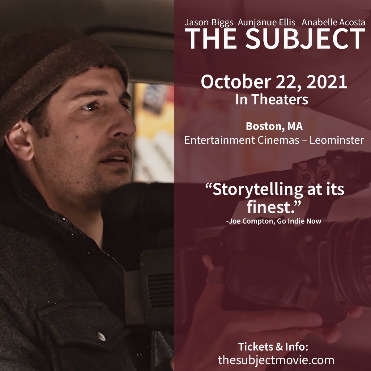 The Subject starring Jason Biggs and Aunjanue Ellis, comes out in theaters and on demand October 22nd. For details, visit thesubjectmovie.com Reserve your tickets today entertainmentcinemas.com/locations/leom… #thesubjectmovie #morethanamovie @lanieprochaine @thesubjectfilm