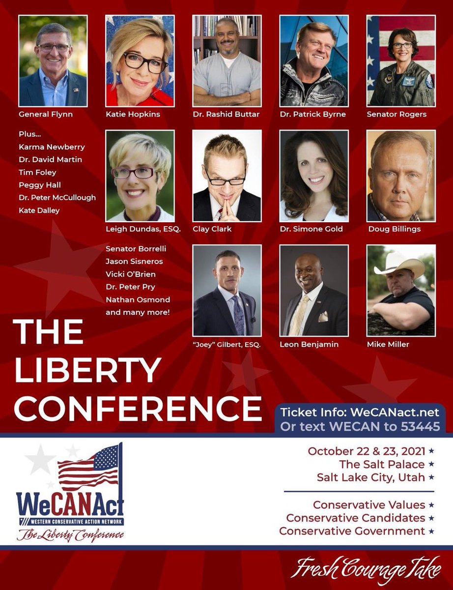 redwhitebluesk1's tweet photo. Please retweet for your Patriot friends in Utah and the surrounding states. It includes Gen. Flynn, @DougBillings, @Leon4Congress, and more. The is a wonderful opportunity to find out how you can make a difference. #LocalAction #NationalImpact #LibertyConference https://t.co/35wdc7NIpW