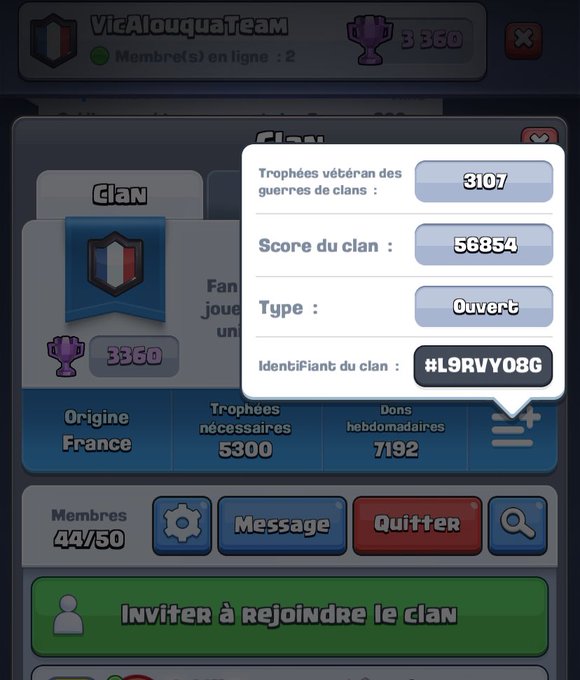 Le clan recherche toujours des gens actifs en GDC #ClashRoyale https://t.co/nwgRohE6rV<a href="/tag/clashroyale"class="tags"><span>#clashroyale</span></a>