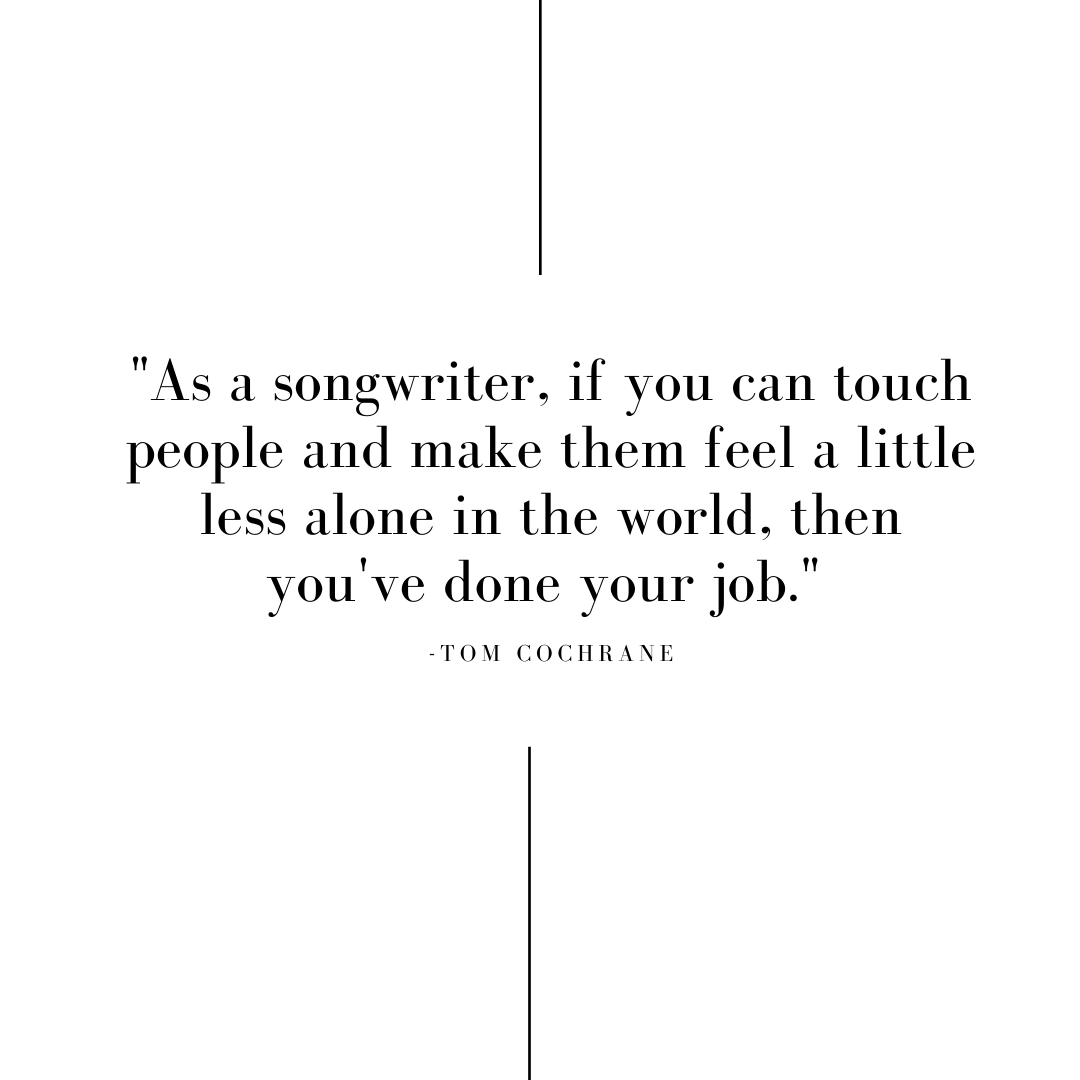 YYCSongsmiths's tweet photo. "As a songwriter, if you can touch people and make them feel a little less alone in the world, then you've done your job." - Tom Cochrane

#calgarysongsmiths #songwritersofig #cowriting #cowrites  #songwriters #songwriterslife #singersongwriter #songwritersfirst https://t.co/4IWAwq06nZ